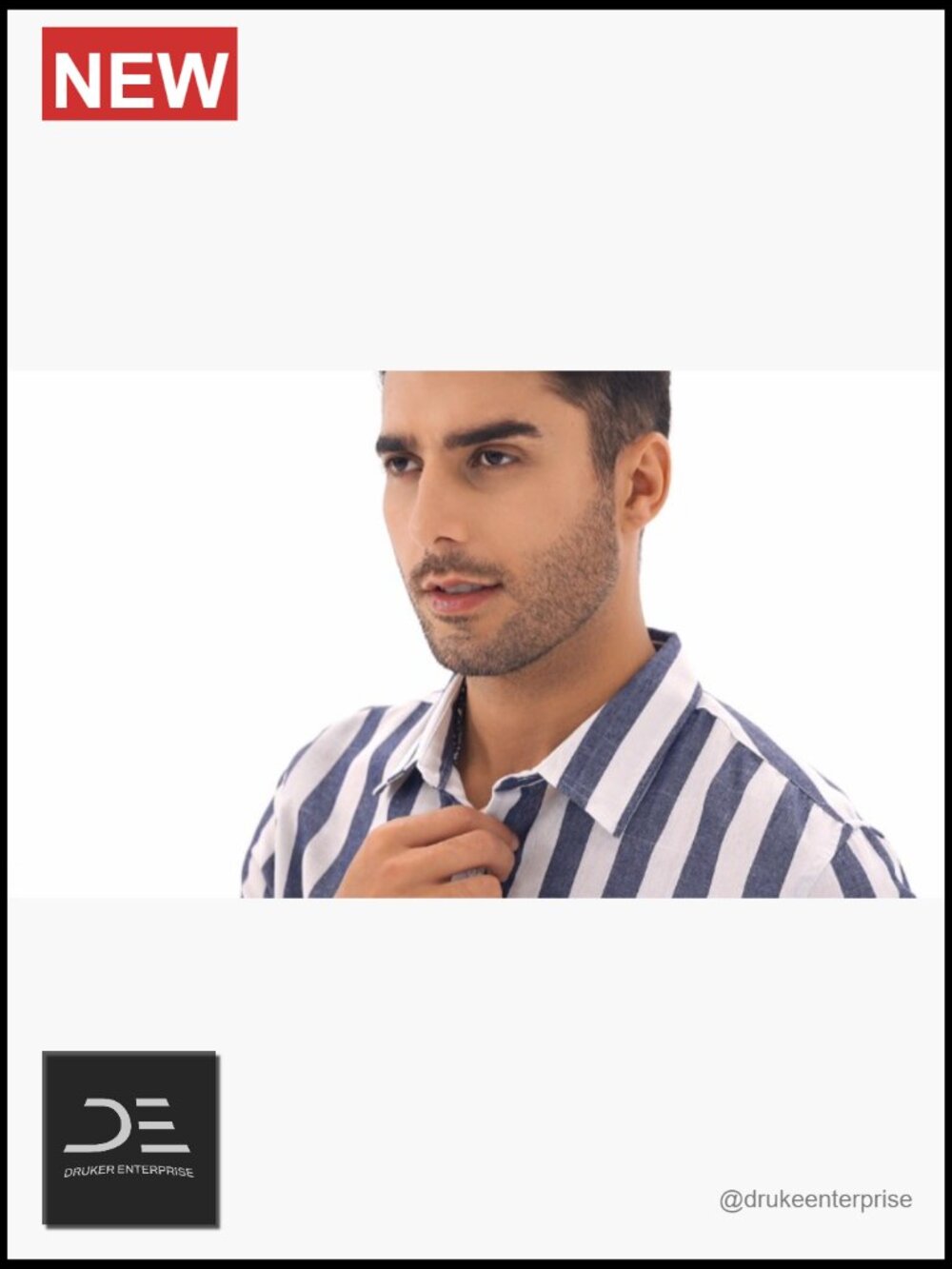 Men's Casual Short Sleeve Button-Up Striped Cotton Dress Shirt - Picture 7 of 7